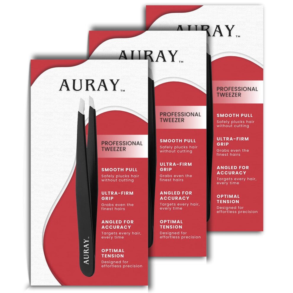 Auray Black Eyebrow Tweezers Women Facial Hair Stainless Steel Facial Hair Removal Precision Tweezer For Men & Women In Slanted Tip Eyebrow Plucker F