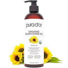 PURA D'OR 16 Oz BIO-Sonnenblumenkernl  100 % reines und natrliches USDA-zertifiziertes kaltgepresstes Trgerl fr DIY-Schnheit  parfmfreie, he