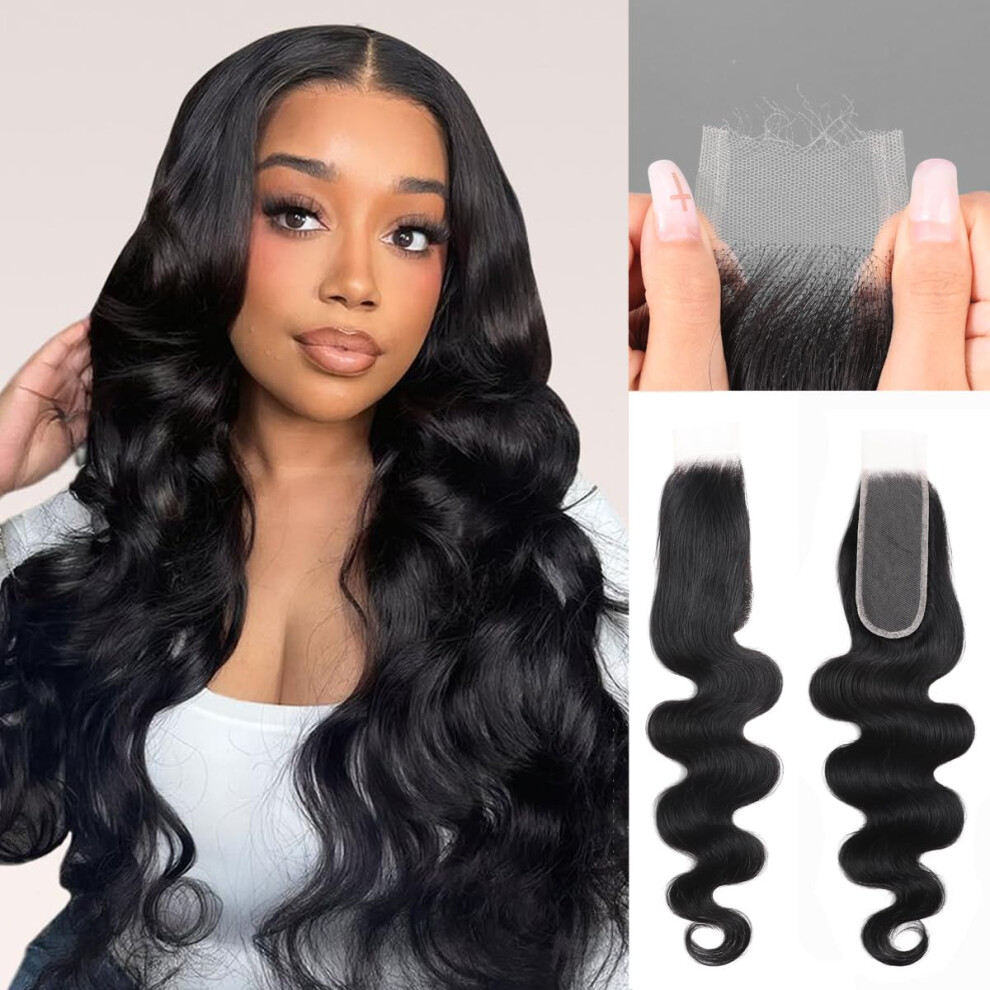 2X6 Skin Like Hd Lace Fermeture Corps Vague De Corps Humain Fermeture De Cheveux Humains Invisible Ultra-Mince 2X6 Kim K Fermeture Br Silienne Vi-image