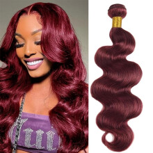 99J Burgundsk svazky lidskch vlasu Body Wave 16 palcu 12A Vno Red Double Weft Brazilsk balcky Prodluovn lidskch vlasu 1 balen