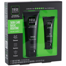 Tiege Hanley Mens Basic Skin Care Set - terfuktande ansiktstvtt & daglig fuktkrm med SPF 20 - Basic Facial Kit fr mn - Sker fr knslig hud