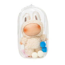 ICEICE Estojo transparente e de armazenamento para boneca de 17 cm - Bolsa de PVC com chaveiro removvel para brinquedos colecionveis ????e cosm