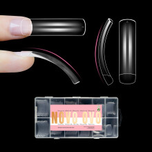 NOVO OVO Half Cover XXL Curved Nail Tips Square Shallow Paste Soft Gel x Long L XL XXXL Hawk Curve Claw 90s' Y2K Fake Nails Extension kit Clear