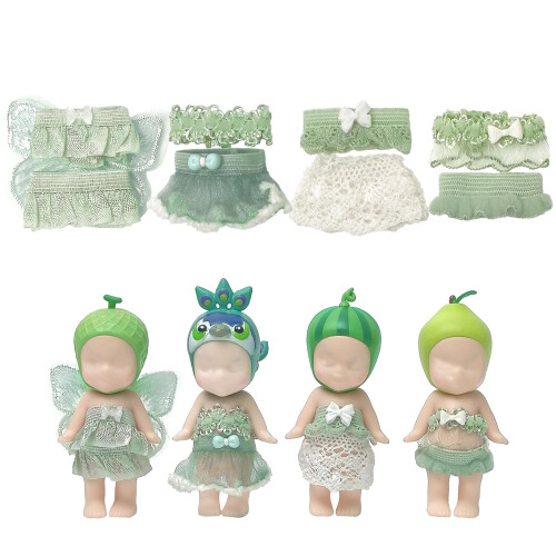 4 conjuntos de roupas de mini boneca para blusas e saias Sonny Angel adequadas para bonecas colecionveis ????de 3 polegadas para colecionadores
