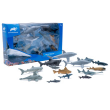 Zestaw Animal Planet Sea of ??Sharks  14-czesciowy zestaw figurek rekinw z wielka biala glowa mlota i nie tylko dla dzieci w wieku od 3 lat