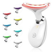 Facial Beauty Device  Face Massager Tool for Skin Care  Based on Triple Action LED  Thermal  and Vibration  Red and Blue LED Light  7 Color Led F