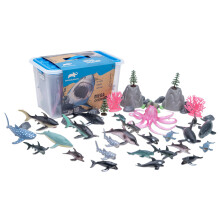 Animal Planet 45-Piece Ocean Animal Toy Set - Sea Life Figures with Sharks Dolphins Whales Octopus Coral Rocks & Scenery for Kids Ages 3+