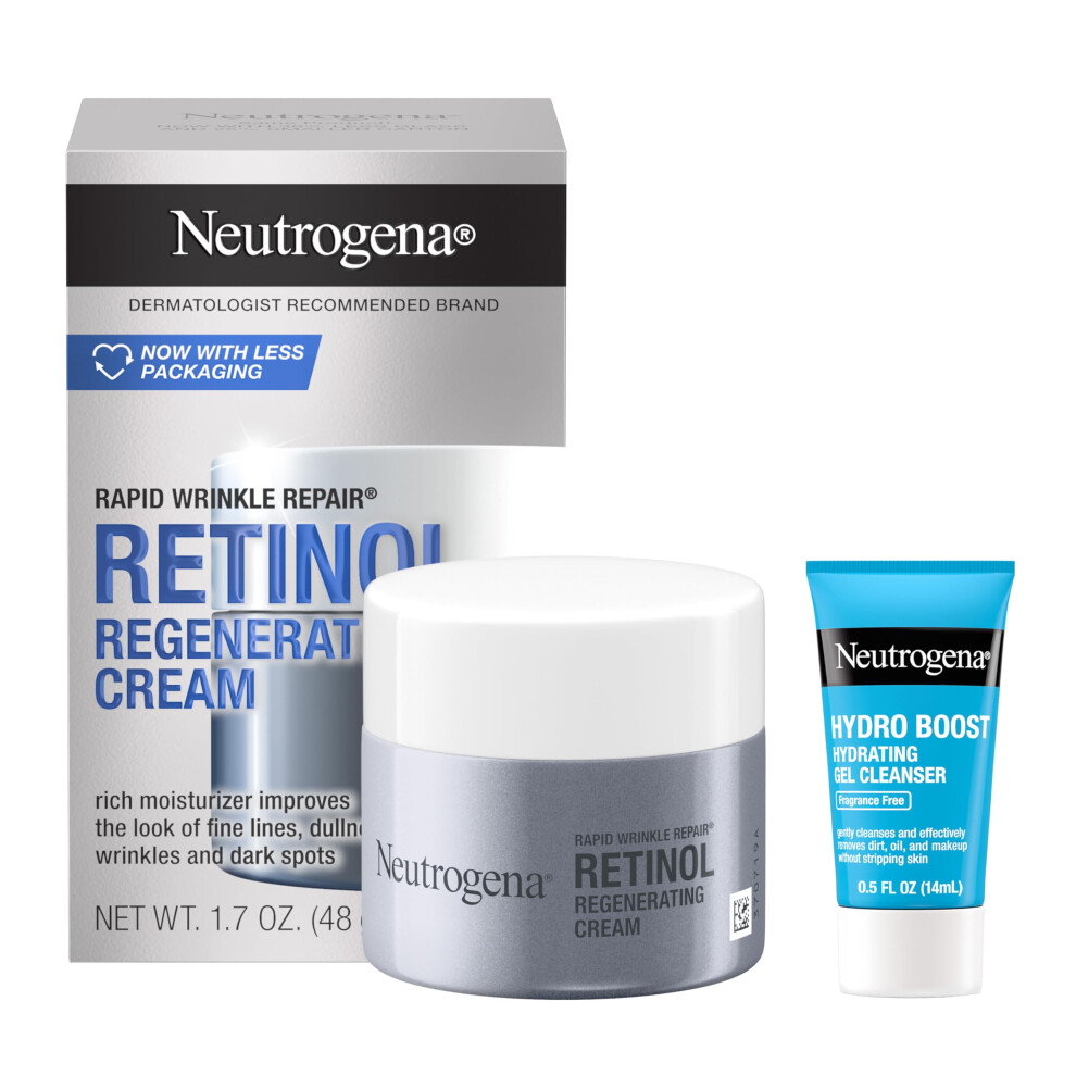 Neutrogena Rapid Wrinkle Repair Retinol Face Moisturizer  Anti-Aging Face Cream with Retinol & Hyaluronic Acid  1.7 oz + Trial Size Hydro Boost F