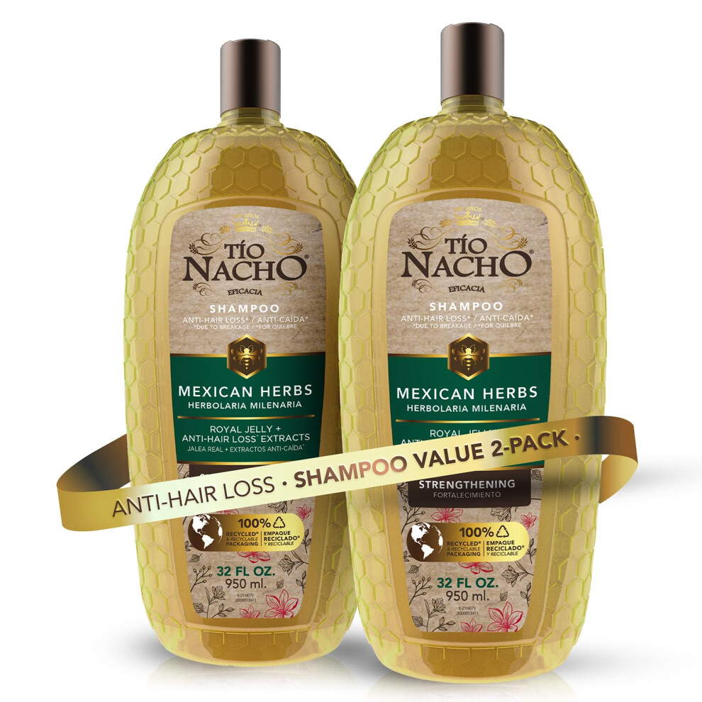 Tio Nacho Mexican Herbs Shampoo Strengthening Hair Care With Royal Jelly Ginseng Wheat And Jojoba Oil Honey Scented 32 Fl Oz (Pack Of 2)