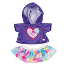 Casdon Build-A-Bear Workshop Purple Heart Toy Clothes Pack | 4 Mix-and-Match Toy Outfits Includes Pajamas Hoodies & Summer Styles | Dress-Up Fun