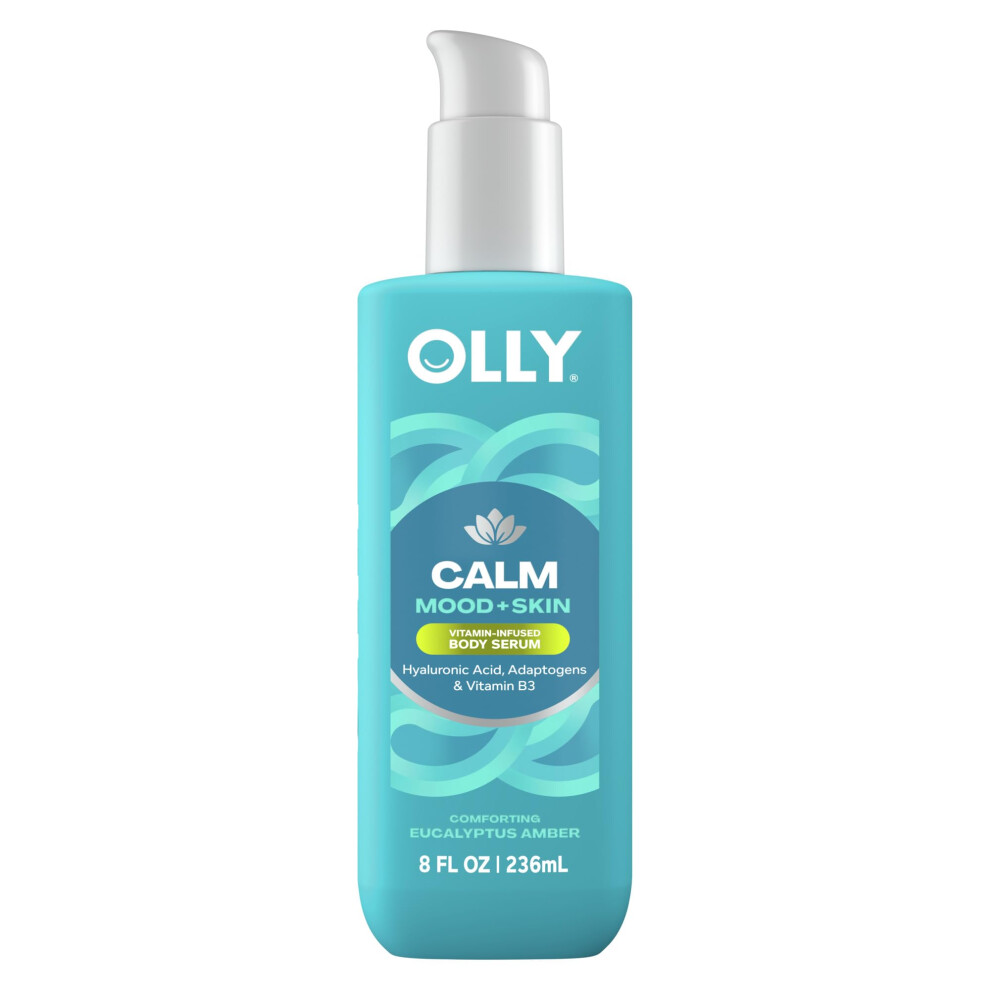 OLLY Calm Body Lotion-Serum with Hyaluronic Acid Adaptogens & Vitamin B3- Nourishing Cleanser for Skin Barrier Repair Deep Hydration Eucalyptu