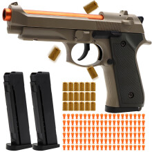 Bugrtey Sand Fidget Toy Gun Arma de brinquedo de ejeo automtica de concha com 120 balas macias 18 conchas e 2 revistas Toy Foam Blasters e arm