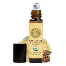 Silk Road Organic Castor Oil & Frankincense eterisk olja Under Eye Roll On 100 % ren USDA-certifierad hexanfri fr ansiktsrynkor Mrka ringar Puf