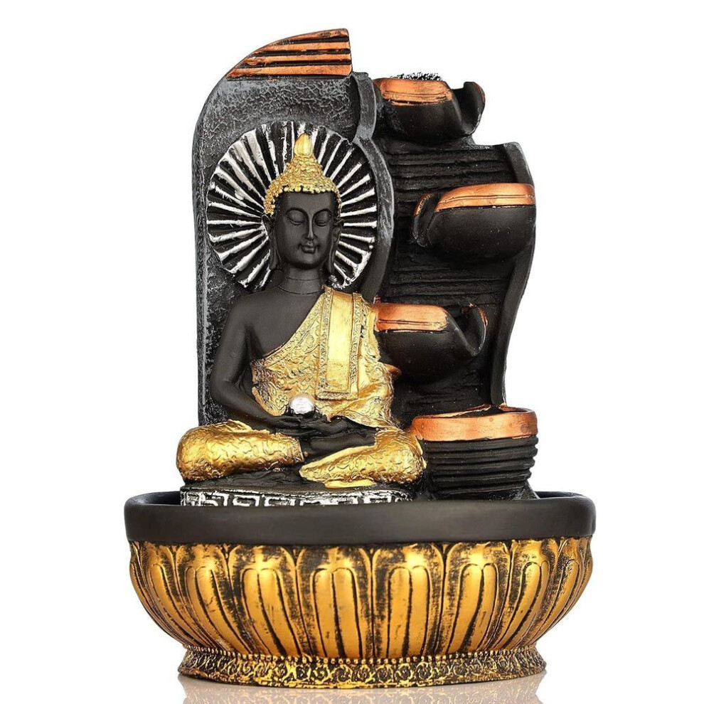Polyresin Table Top Indoor Outdoor Water Fall Fountain With Led Lights Home Decor Decoration Gift Gifting Item