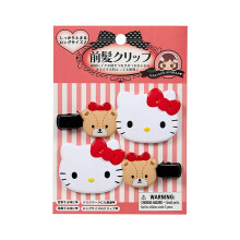 Sanrio 612952 clipe de franja longa Hello Kitty ABS resina conjunto voltado para a direita e esquerda maquiagem lavagem facial