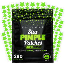 Andlane 280 stuks Star Puistjespleisters voor gezicht - Puistjespleisters Leuke sterren - Hydrocollod Salicylzuur Tea Tree Oil Centella - Glow i