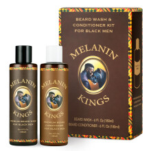 Melanin Kings Beard Wash & Conditioner Set for Black Men - Gently Cleanse  Hydrate & Soften Coarse  Dry and Curly Beards - African Oil Blend with