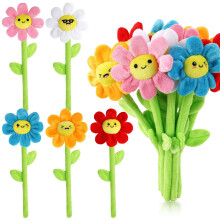 ZJoey 10 Pcs Plush Smile Flower Stuffed Bendable Stems Plush Bouquet Toy Soft Flower 12.6 Inch for Christmas 2025 Mother's Day Girl Girlfriend Wife(Lo