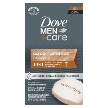 DOVE MEN + CARE Hidratante Coco + C?tricos Hand & Body Face + Shave Bar 6 Count for Hydrated Skin 3.75 oz