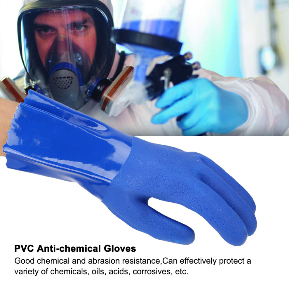 Pvc Chemical Resistance Gauntlet Knitted Cotton Lined Straight Sleeve Safety Gloves Non Slip(L ) 3271324635583