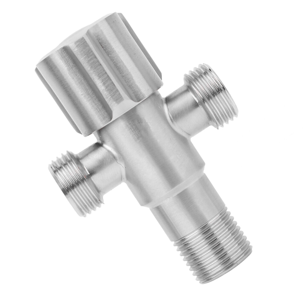 G1/2" Stainless Steel Bathroom Kitchen Faucet Angle Valve Water Stop Valve 1 Inlet 2 Outlet 4901324635755
