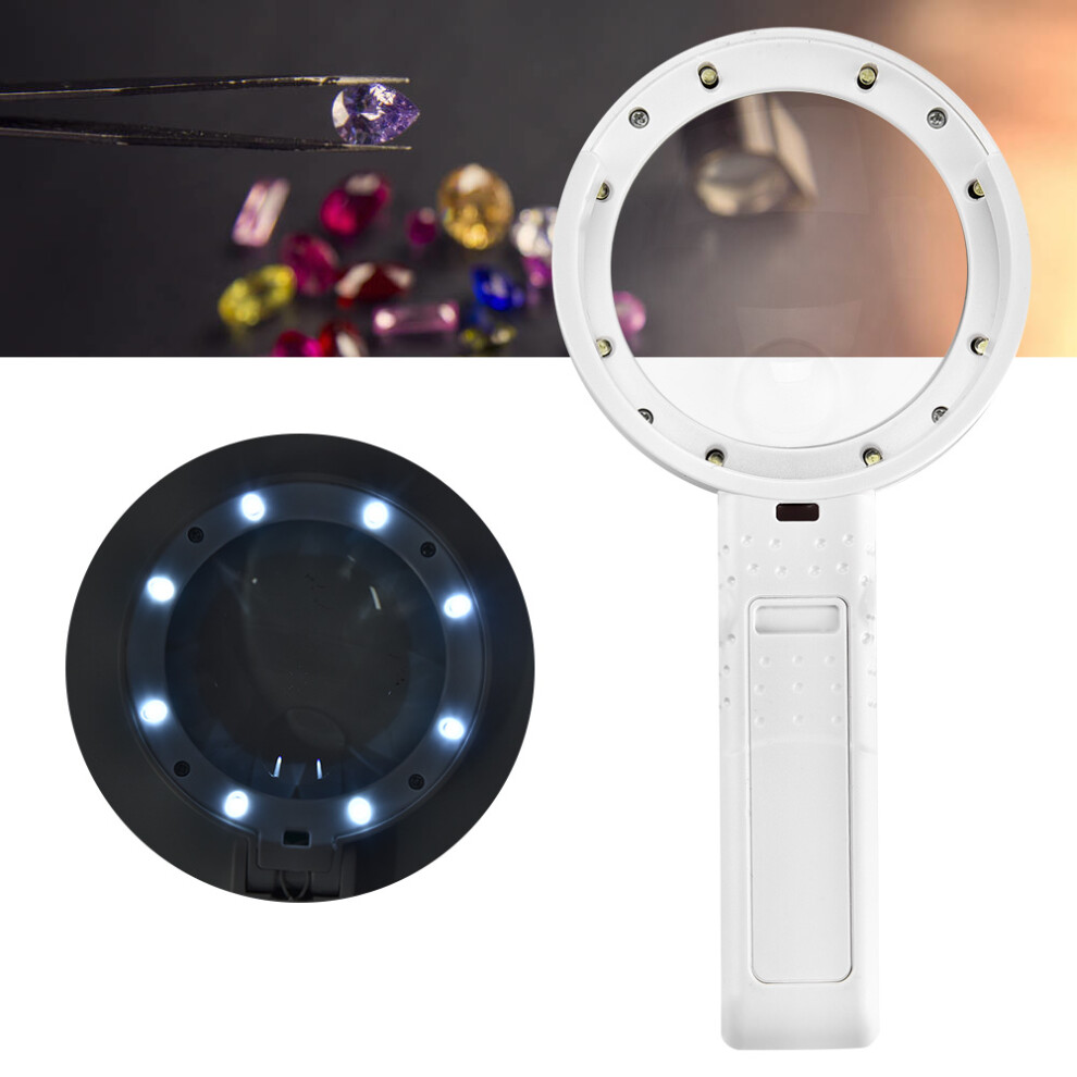 Light 5/11X Magnifying Glass With 8 Led Hnadheld Desktop Multifunctional Reading Magnifier