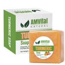 AMVital Kurkuma-Seifenstck fr Gesicht und Krper, glatte Haut, natrliche handgemachte Seife