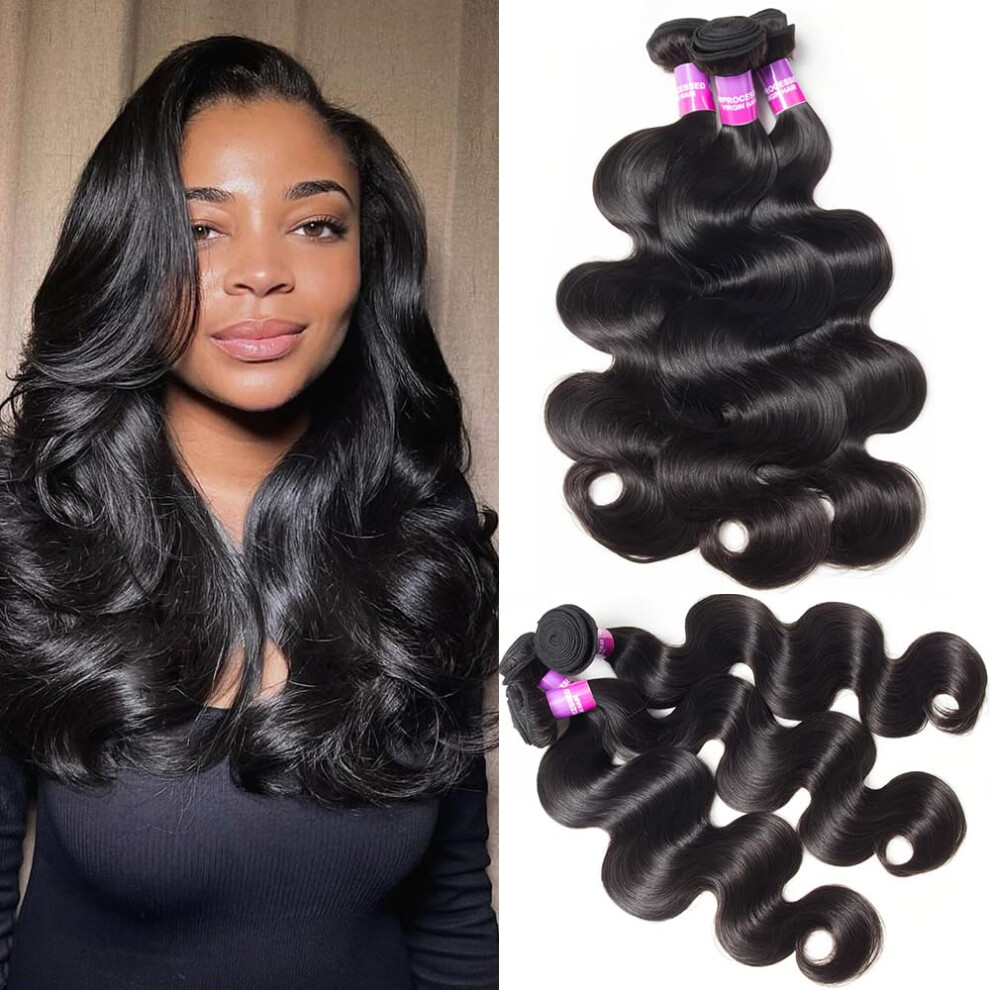 Hailriss 12A Human Hair Bundles 300G Body Wave Bundles Human Hair Extensions 22 22 22 Inch Brazilian Virgin Body Wave 3 Pieces Deals Unprocessed Brazilian