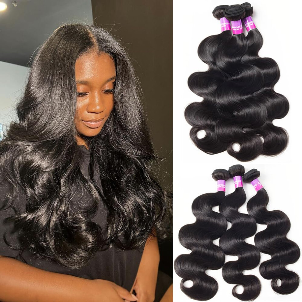Hailriss 12A Human Hair Bundles 300G Body Wave Bundles Human Hair Extensions 20 22 22 Inch Brazilian Virgin Body Wave 3 Pieces Deals Unprocessed Brazilian