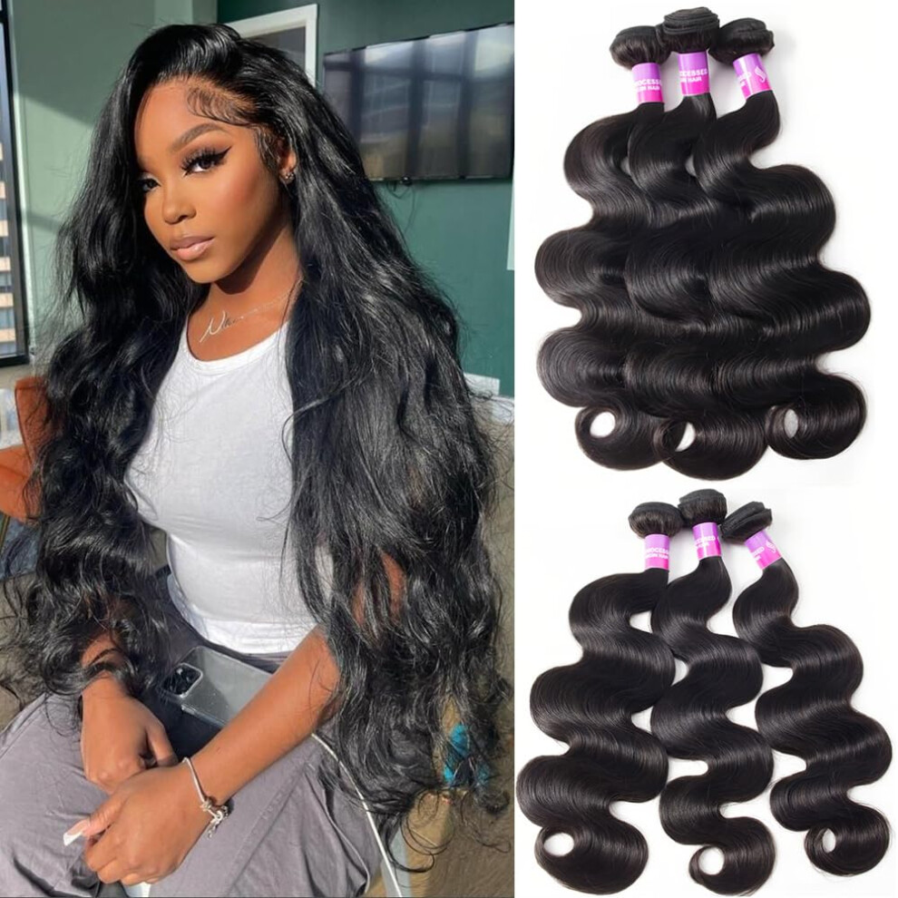 Hailriss 12A Human Hair Bundles 300G Body Wave Bundles Human Hair Extensions 30 30 30 Inch Brazilian Virgin Body Wave 3 Pieces Deals Unprocessed Brazilian