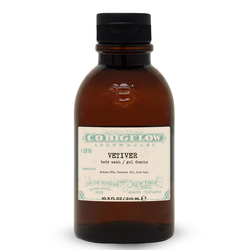 C. O. Bigelow C.o. Bigelow Iconic Collection Vetiver Body Wash Scented Shower Gel With Coconut Oil And Aloe Vera 10.5 Fl Oz
