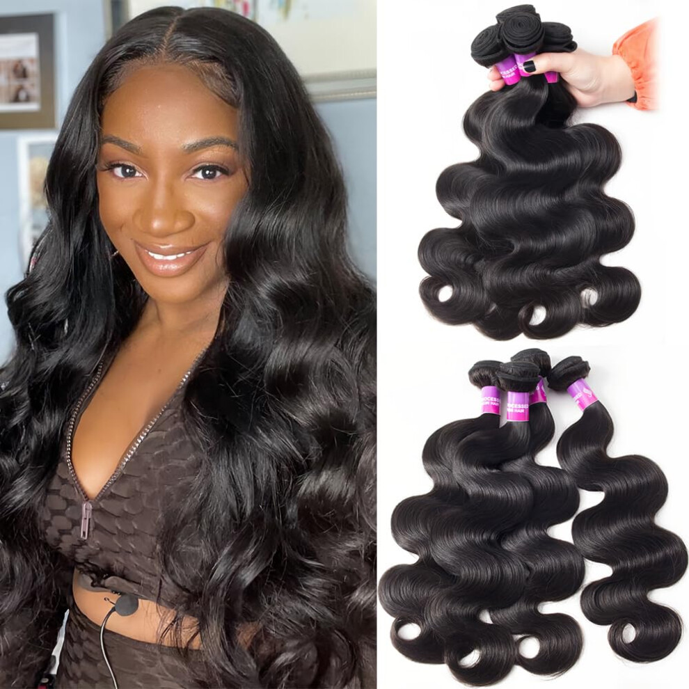 Hailriss 12A Human Hair Bundles 400G Body Wave Bundles Human Hair Extensions 22 22 22 22 Inch Brazilian Virgin Body Wave 4 Pieces Deals Unprocessed Brazil