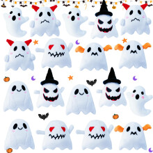 Rdogeia 18PCS Halloween Plushleksak Bulk Ghost Plush, Spöke Fyllda Djur, Trick or Treat Tillbehör