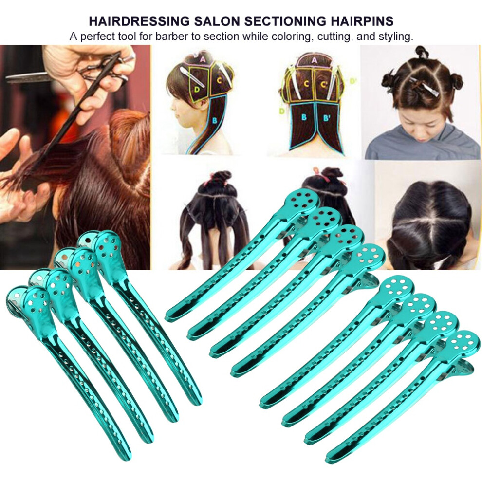 Unisex Green 12Pcs/Box Hair Styling Clips Hairdressing Salon Sectioning Hairpins For Salon Styling