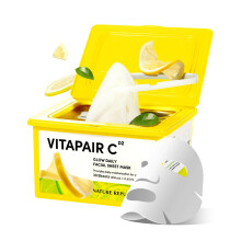 Nature Republic Vitapair C Glow-Gesichtsmaske (30 vegane Bltter) Niacinamid und Centella Asiatica-Extrakt Bulk-Gesichts-Spa-Maske fr feuchtigkeitss