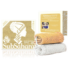 SubSahara Authentic African Net Sponge - 2 Pieces Exfoliating Scrubber for All Skin Types Bath Sponge for Face & Body Travel Portable Durable