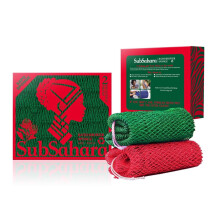 SubSahara Authentic African Net Sponge - 2 Pieces Exfoliating Scrubber for All Skin Types Bath Sponge for Face & Body Travel Portable Durable