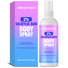 SilkyShark Salicylzuurspray (5,07 Fl Oz) 2% Salicylzuur Lichaamsspray Lichaamsacnebehandeling voor Bacne Mee-eters en puistjes Acnespray voor rug