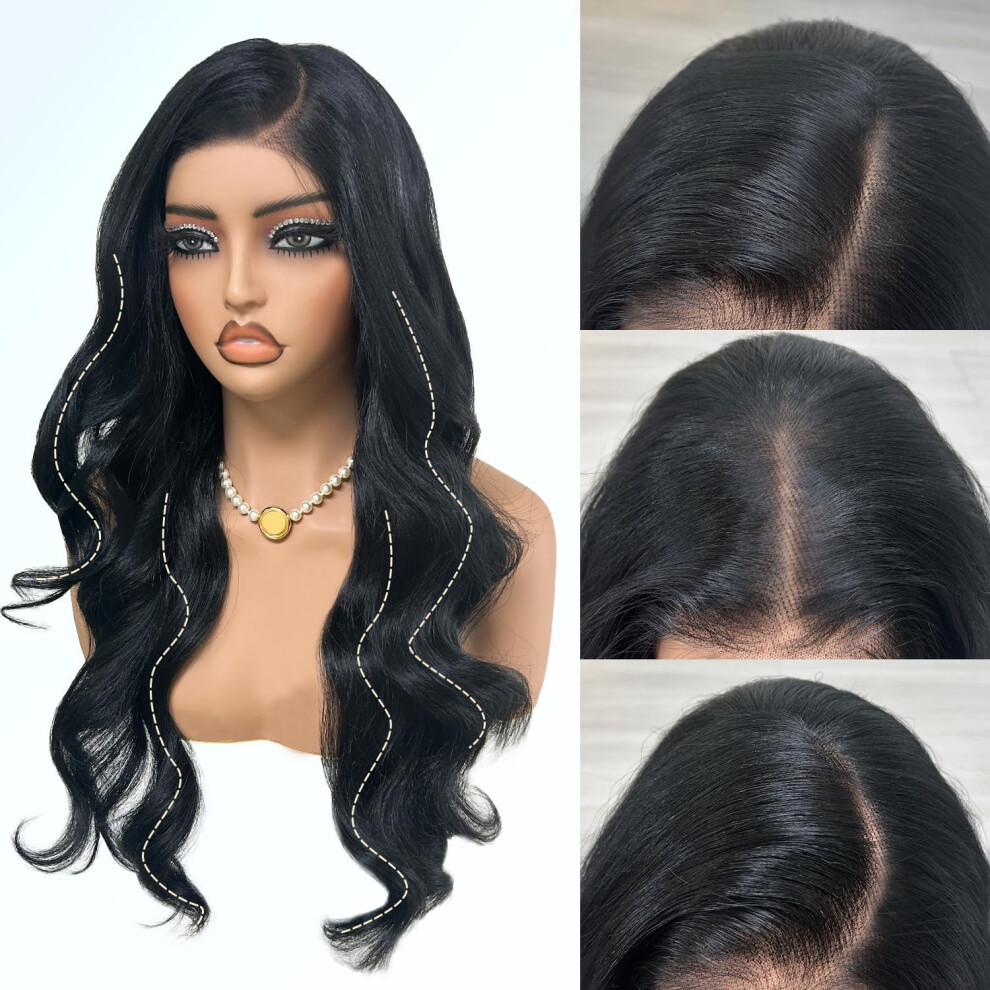 Su Mei.s Unisex Lace Front Wig 6X5 Wear And Go Glueless Body Wave Synthetic Lace Front Wigs 26Inch Pre Plucked Pre Cut Hd Lace Frontal Wig With Baby Hair (1B#