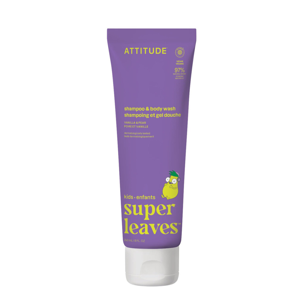Shampoo And Body Wash For Kids Ewg Verified Dermatologically Tested Plant- And Mineral-Based Ingredients Vegan Vanilla & Pear 8 Fl Oz Attitude