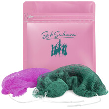 SubSahara African Net Sponge Authentic - 2 Pieces Exfoliating Scrubber for All Skin Types Ideal for Face & Body Daily Use Durable Gentle Exfol