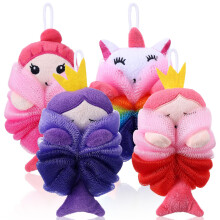 Tatuo da 4 pezzi da bagno animale da bagno liofahs body loofah doccia cartone animato carino bagno spugna panoratura moto scrubbers spugna a maglia p