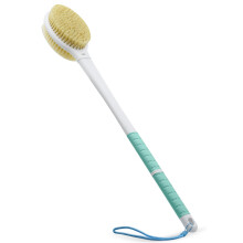 Shower Brush with Soft and Stiff Bristles Long Handle Dual-Sided Back Scrubber Bath Brush Body Exfoliator for Wet or Dry Brushing (Extra Long Green)