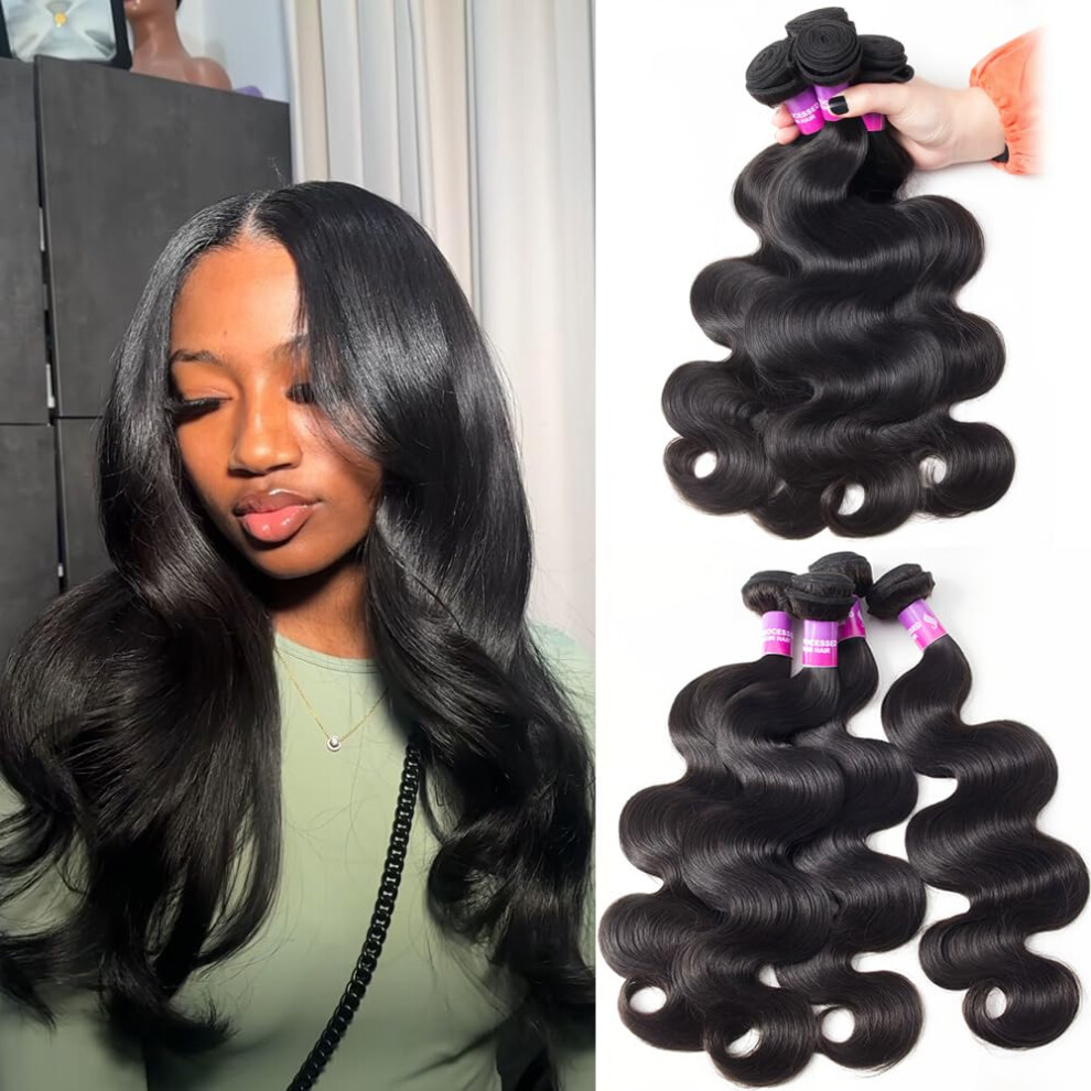 Hailriss 12A Human Hair Bundles 400G Body Wave Bundles Human Hair Extensions 20 20 20 20 Inch Brazilian Virgin Body Wave 4 Pieces Deals Unprocessed Brazil