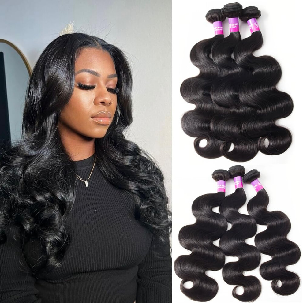 Hailriss 12A Human Hair Bundles 300G Body Wave Bundles Human Hair Extensions 20 20 20 Inch Brazilian Virgin Body Wave 3 Pieces Deals Unprocessed Brazilian