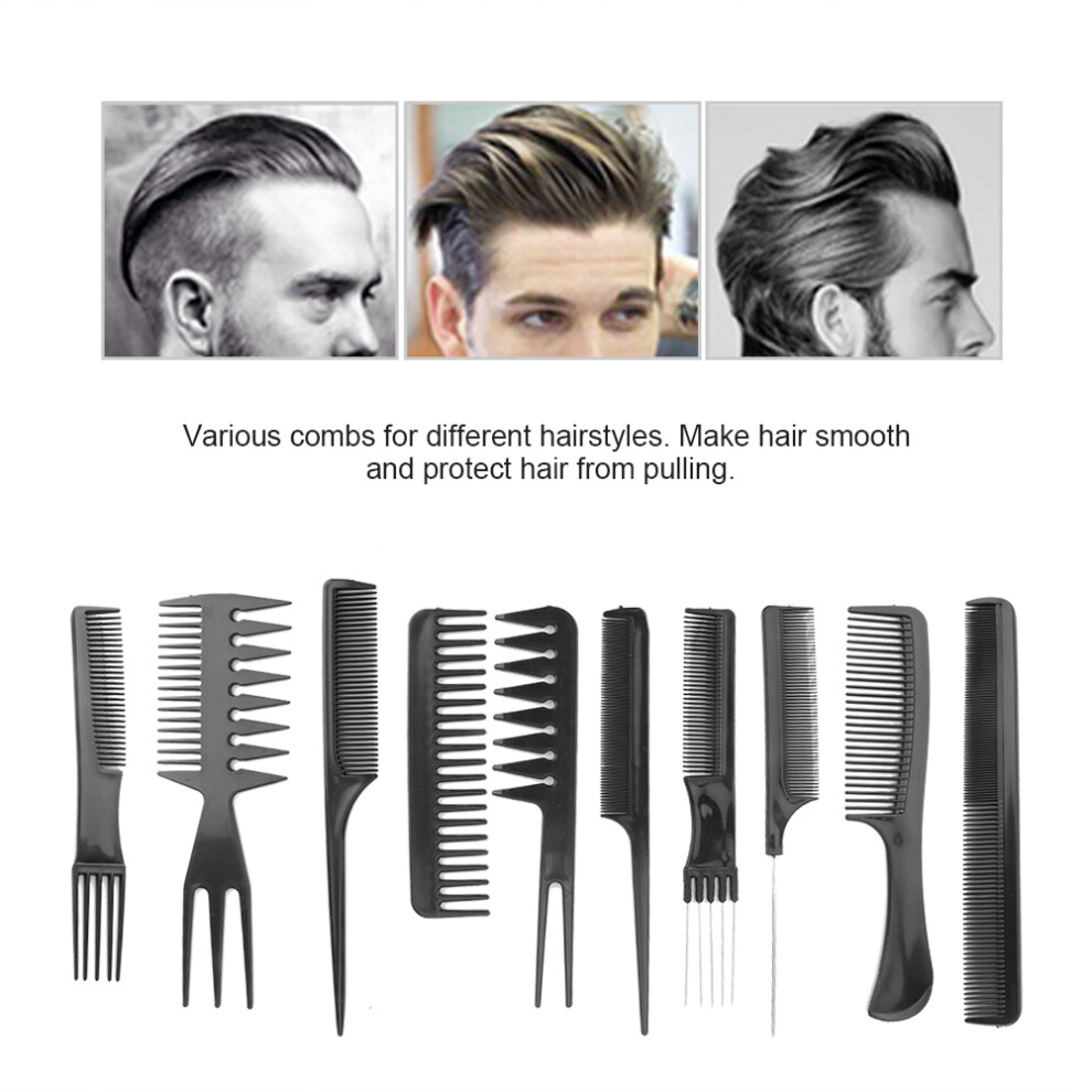 Unisex 10Pcs / Set Professional Hair Styling Combs Salon Barber Combs For Different Functions