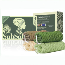 SubSahara African Net Sponge Authentic  4 Stck sanfter Peeling-Schrubber fr alle Hauttypen, Badeschwamm fr Gesicht und Krper, auf Reisen, tragba