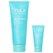 TULA Skin Care Cult Classic Purifying Face Cleanser Duo in Voll- und Reisegre sanfter und effektiver Gesichtsreiniger, Make-up-Entferner, nhrend