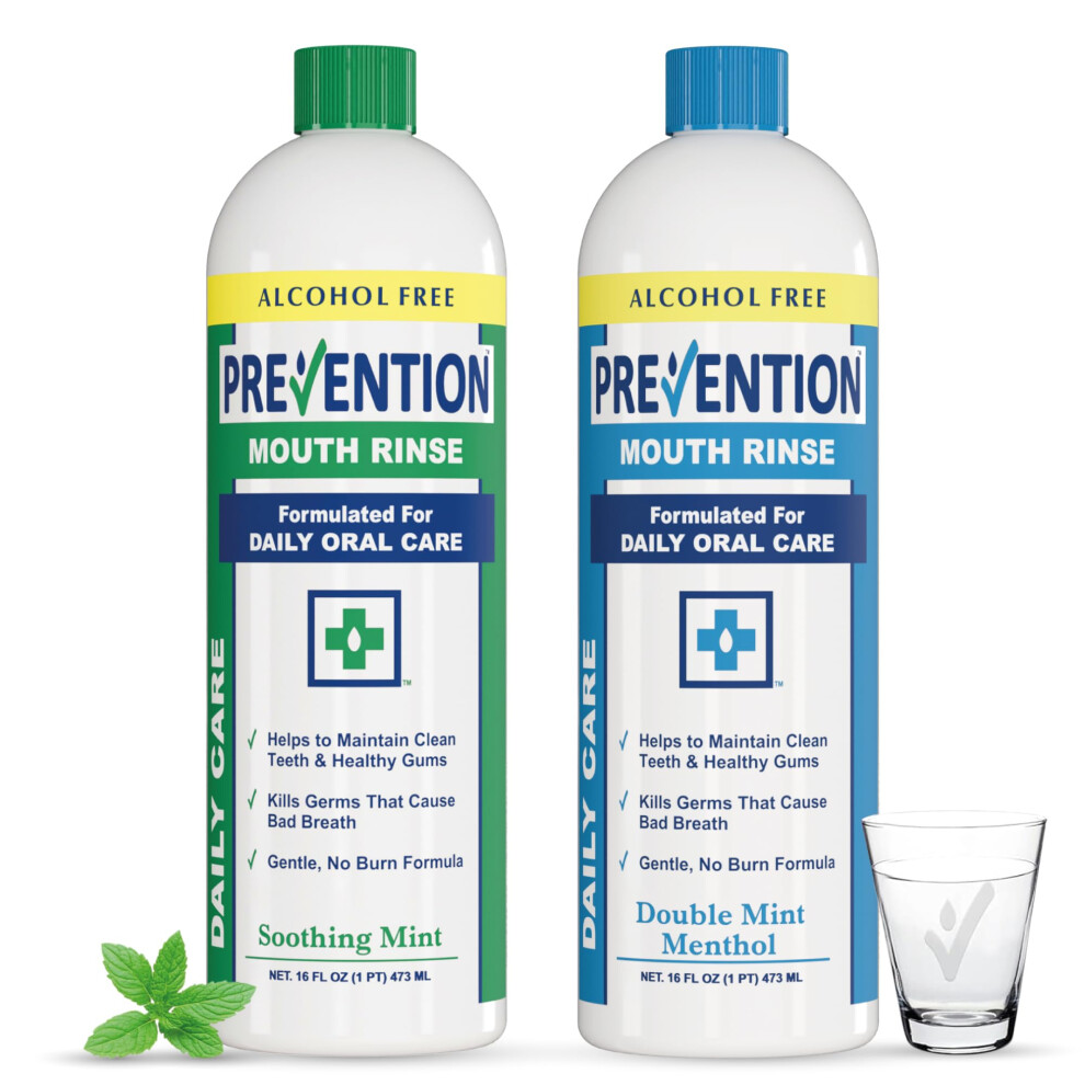 Phs-Marken Prevention Daily Care Combo Pack, Alcohol-Free Mouthwash, Hydrogen Peroxide Teeth Whitening, 1 Bottle Of Soothing Fresh Mint, 1 Bottle Of Double Mint