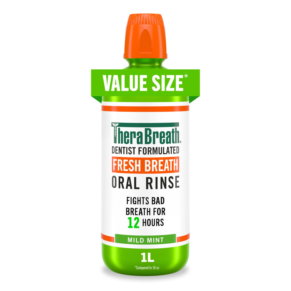 Photos - Toothpaste / Mouthwash TheraBreath Fresh Breath Mouthwash Mild Mint Alcohol-Free 1 Liter 00697029523711